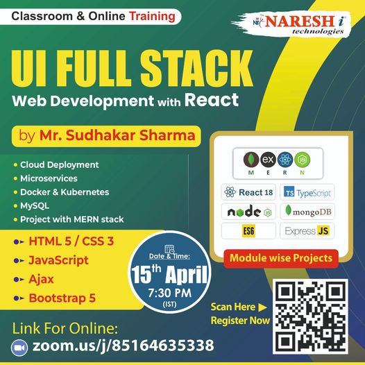 Best  UI Full Stack Web Development with React Training - Naresh IT,Hyderabad,Educational & Institute,Free Classifieds,Post Free Ads,77traders.com